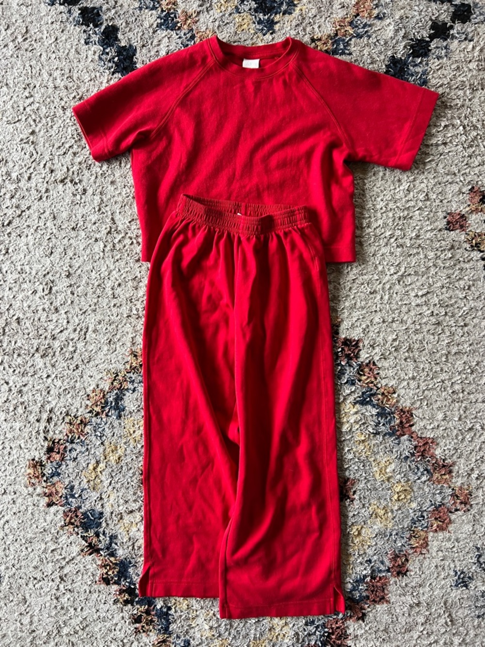 Zara Kids Red Matching red sweats. Tee & wide leg Pants Set. Great shape!